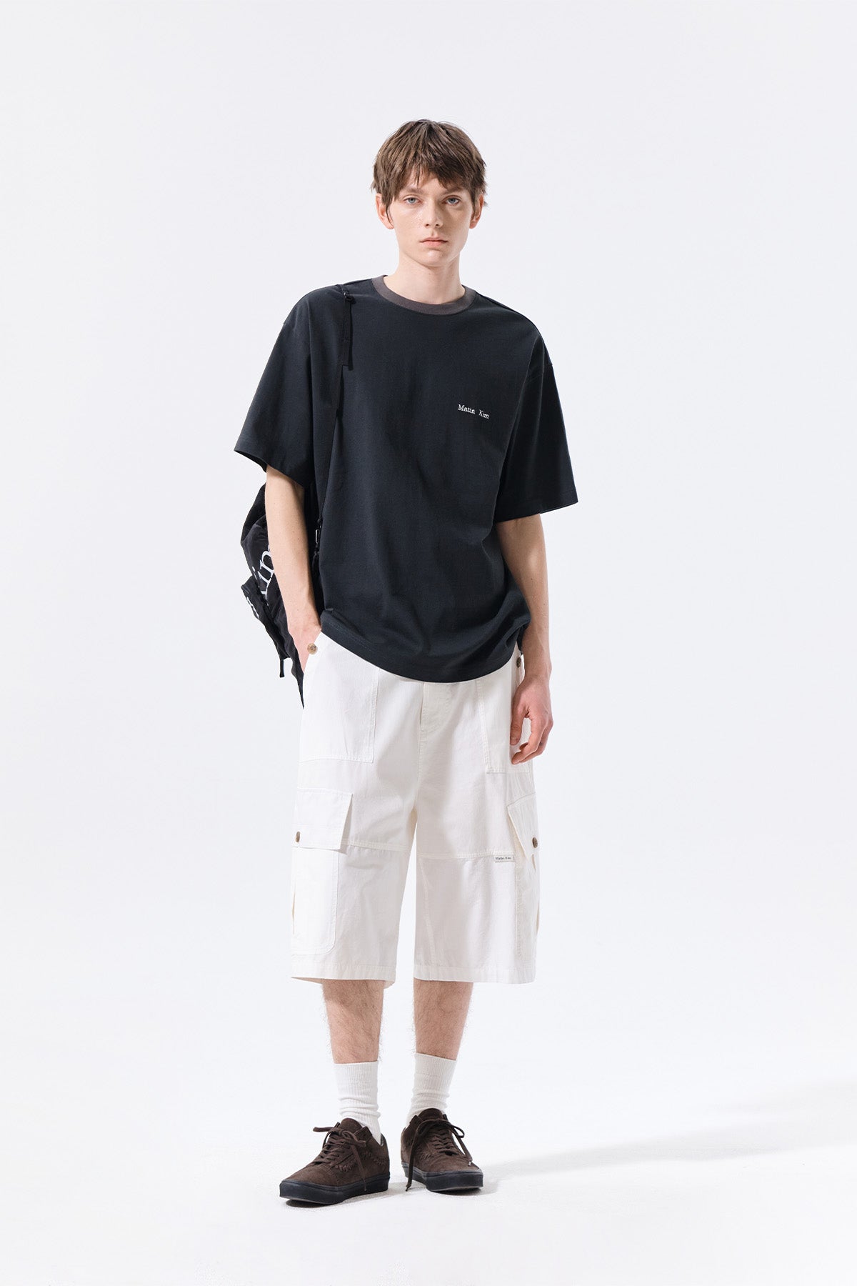 Matin Kim - Patchwork Cargo Bermuda Pants (White) product image 10 | TRAB K-Fashion Australia