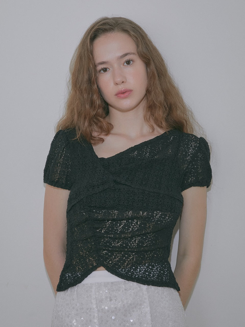 Margarin Fingers - Lace Drape Top (Black) product image 1 | TRAB K-Fashion Australia