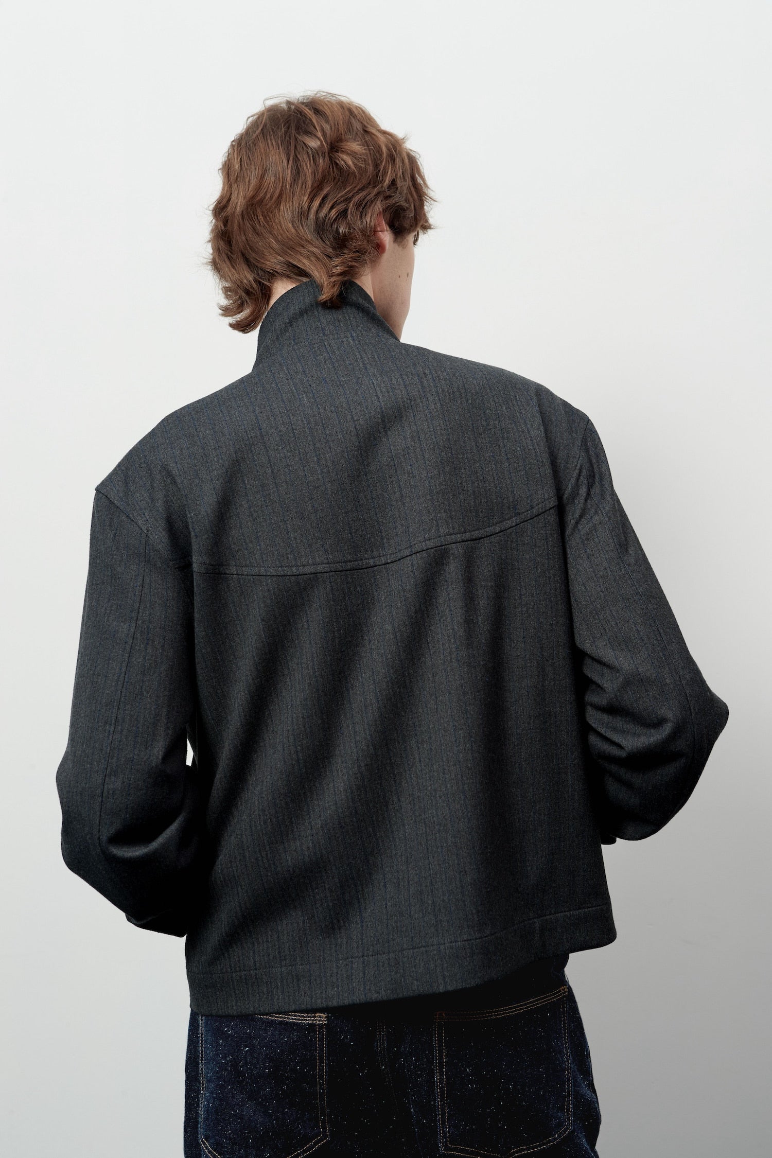 Stu - High Neck Crop Stripe Jacket (Grey) product image 16 | TRAB K-Fashion Australia