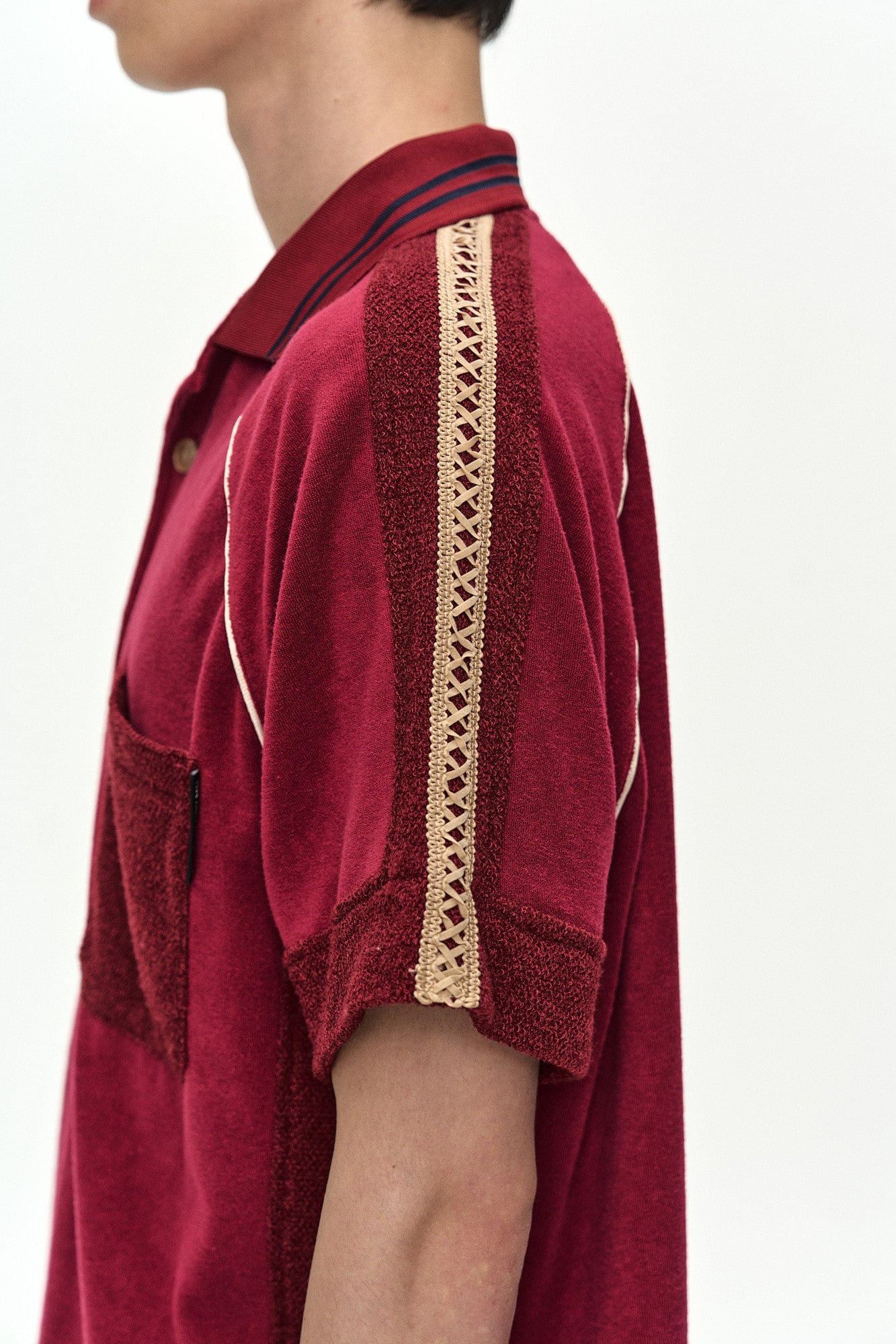 Andersson Bell - Lagos Terry Open Collar Shirt (Wine) product image 8 | TRAB K-Fashion Australia