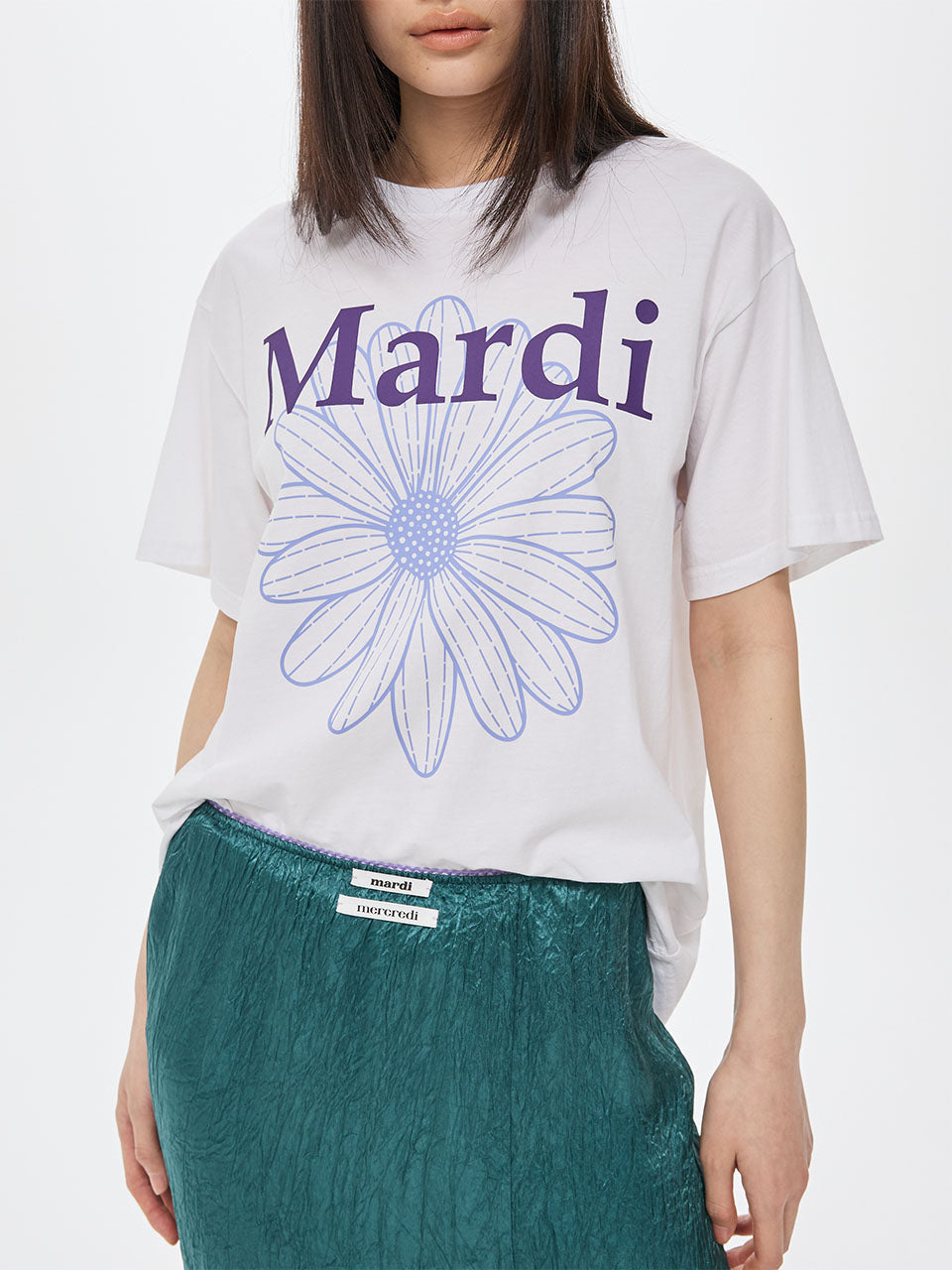 Mardi Mercredi - Tshirt Flowermardi Duo (White Purple) product image 1 | TRAB K-Fashion Australia