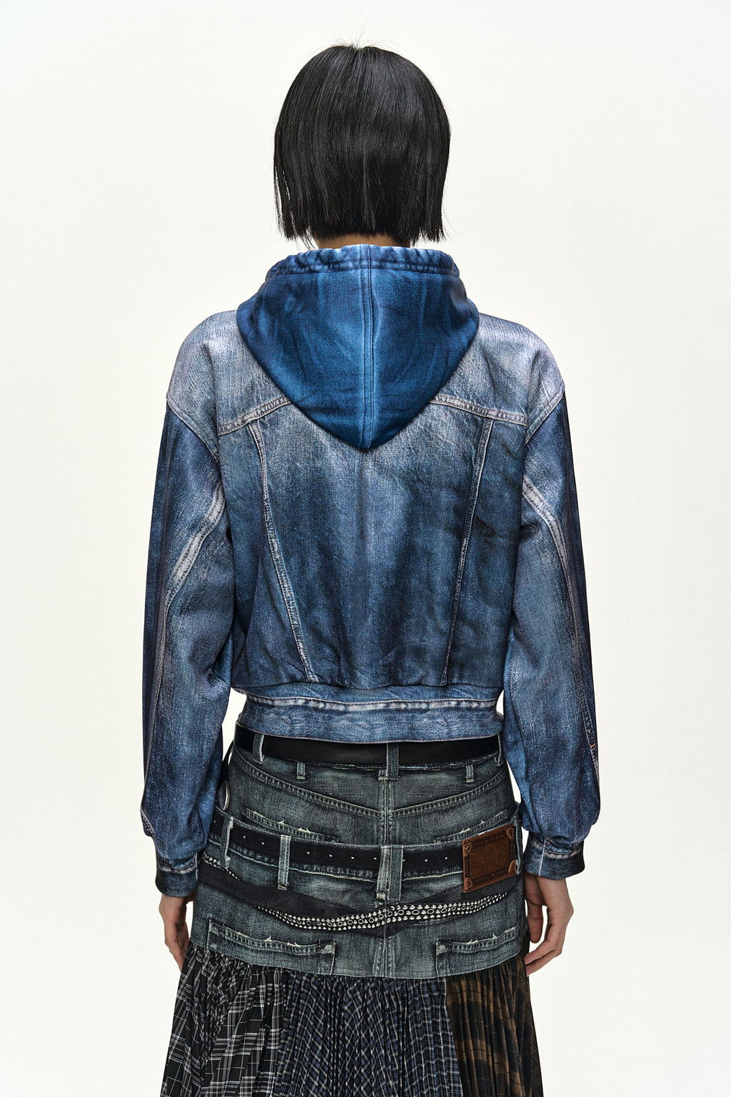 Andersson Bell - Denim Layered Trompe L'oeil Hoodie (blue) (Blue) product image 4 | TRAB K-Fashion Australia