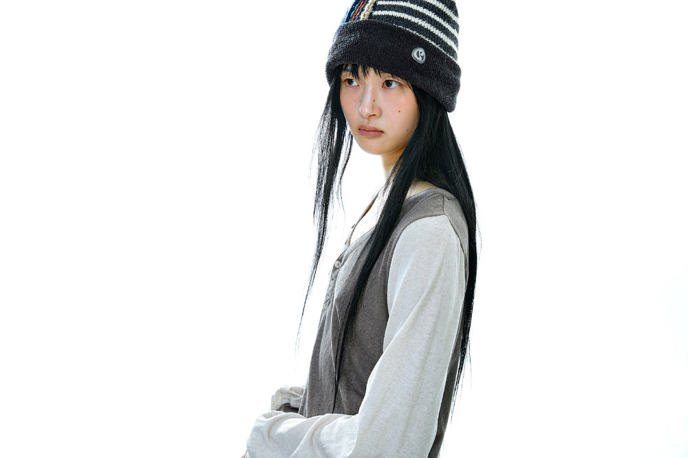 Coyseio - Patchwork Beanie (Brown) product image 3 | TRAB K-Fashion Australia