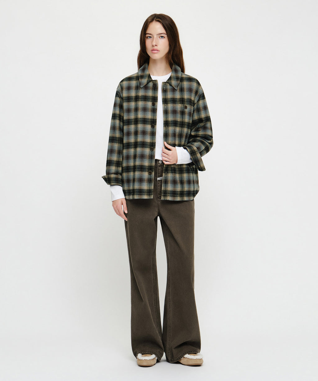 Marithe & Francois Girbaud - Micro Classic Logo Flannel Check Shirt Padded Jacket (Brown) product image 6 | TRAB K-Fashion Australia
