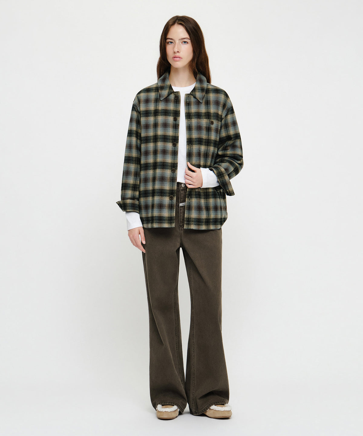 Marithe & Francois Girbaud - Micro Classic Logo Flannel Check Shirt Padded Jacket (Brown) product image 6 | TRAB K-Fashion Australia