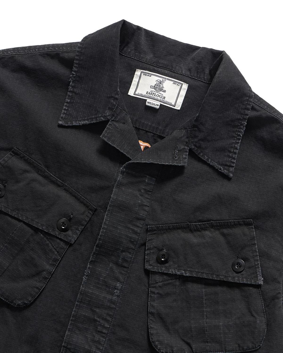 Eastlogue - Embroidered Woody Fatigue Half Shirts Jacket (Black Ripstop) product image 3 | TRAB K-Fashion Australia