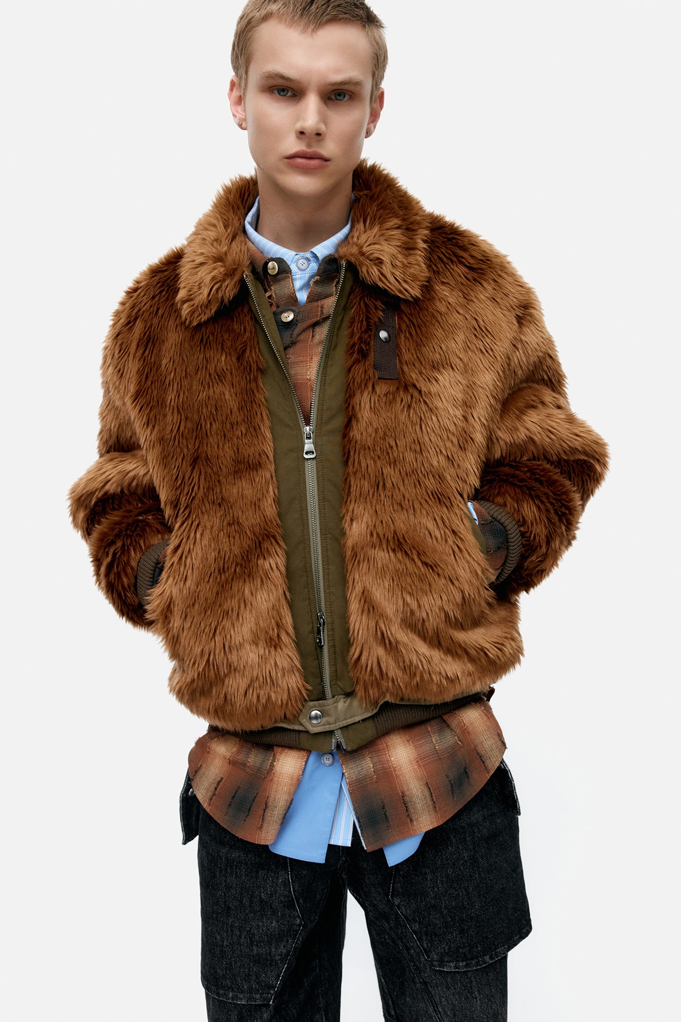 Andersson Bell - Unisex Flight Fur Bomber Jacket (Brown) product image 4 | TRAB K-Fashion Australia