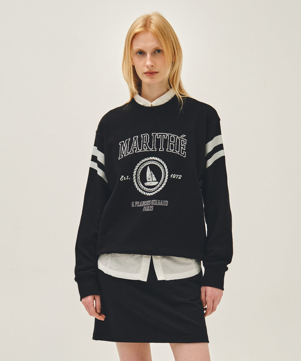 Marithe & Francois Girbaud - Marine Graphic Sweatshirt (Black) product image 1 | TRAB K-Fashion Australia
