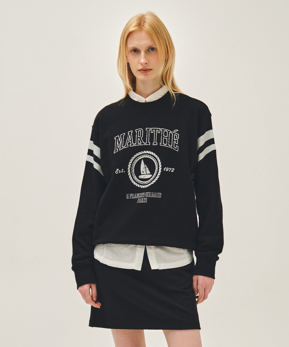 Marithe & Francois Girbaud - Marine Graphic Sweatshirt (Black) product image 1 | TRAB K-Fashion Australia