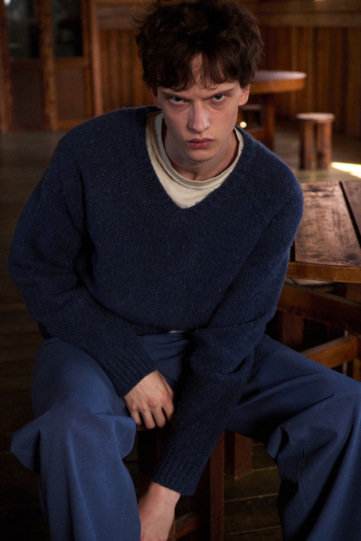 STU - Super Fine Wool V-neck Knit (Dark Blue) product image 14 | TRAB K-Fashion Australia