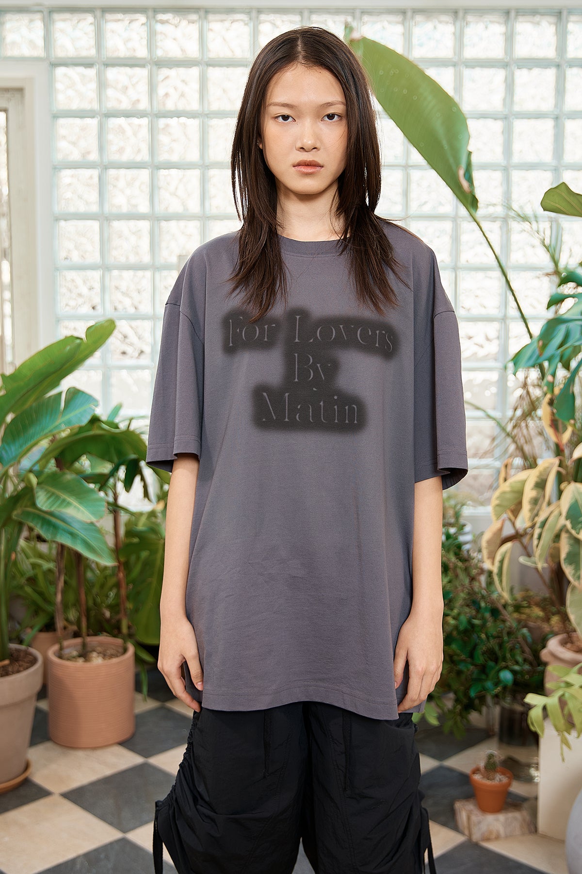 Matin Kim - For Lovers Logo Point Top (Charcoal) product image 10 | TRAB K-Fashion Australia