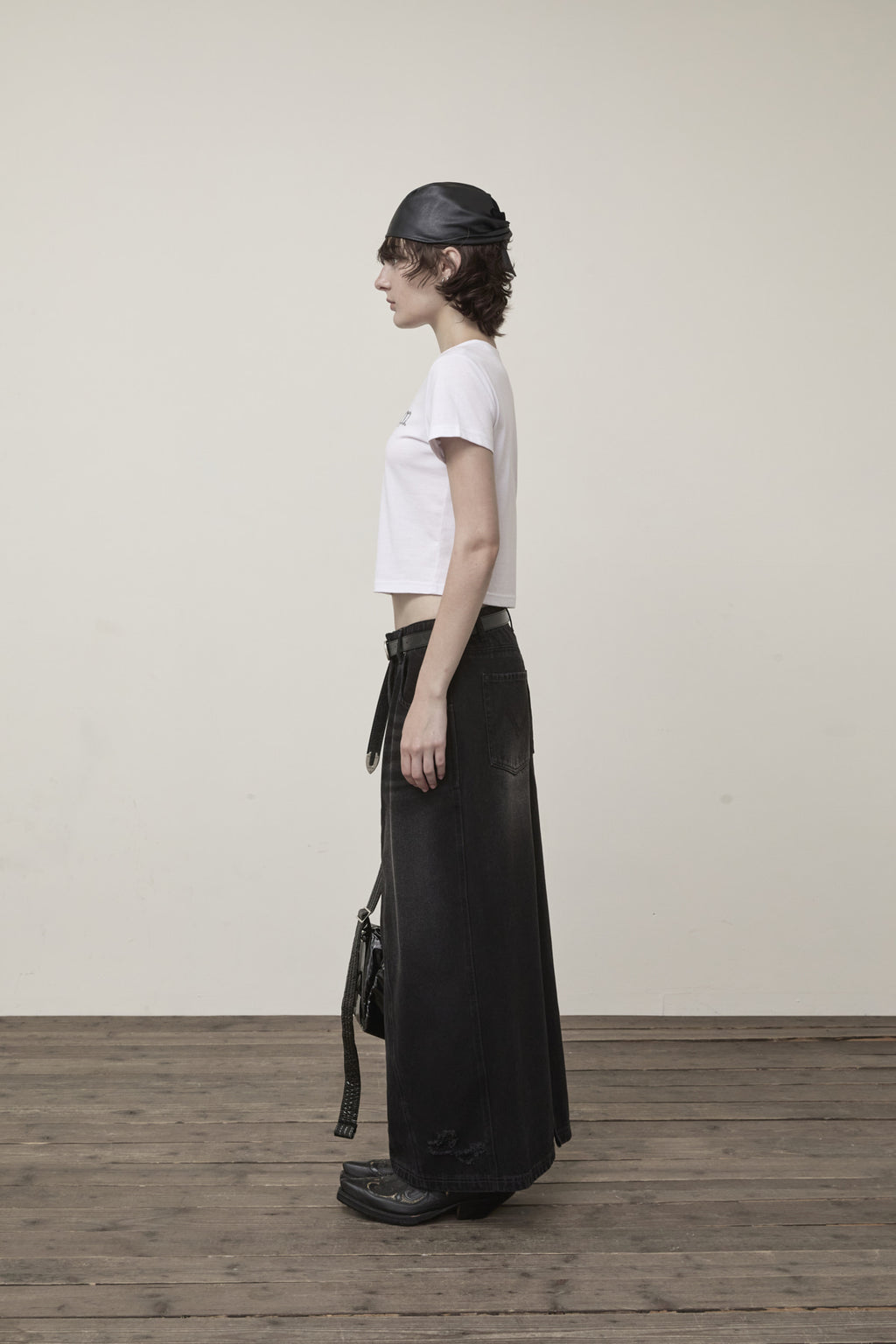 Matin Kim - Stamp Logo Graphic Crop Top (White) product image 7 | TRAB K-Fashion Australia