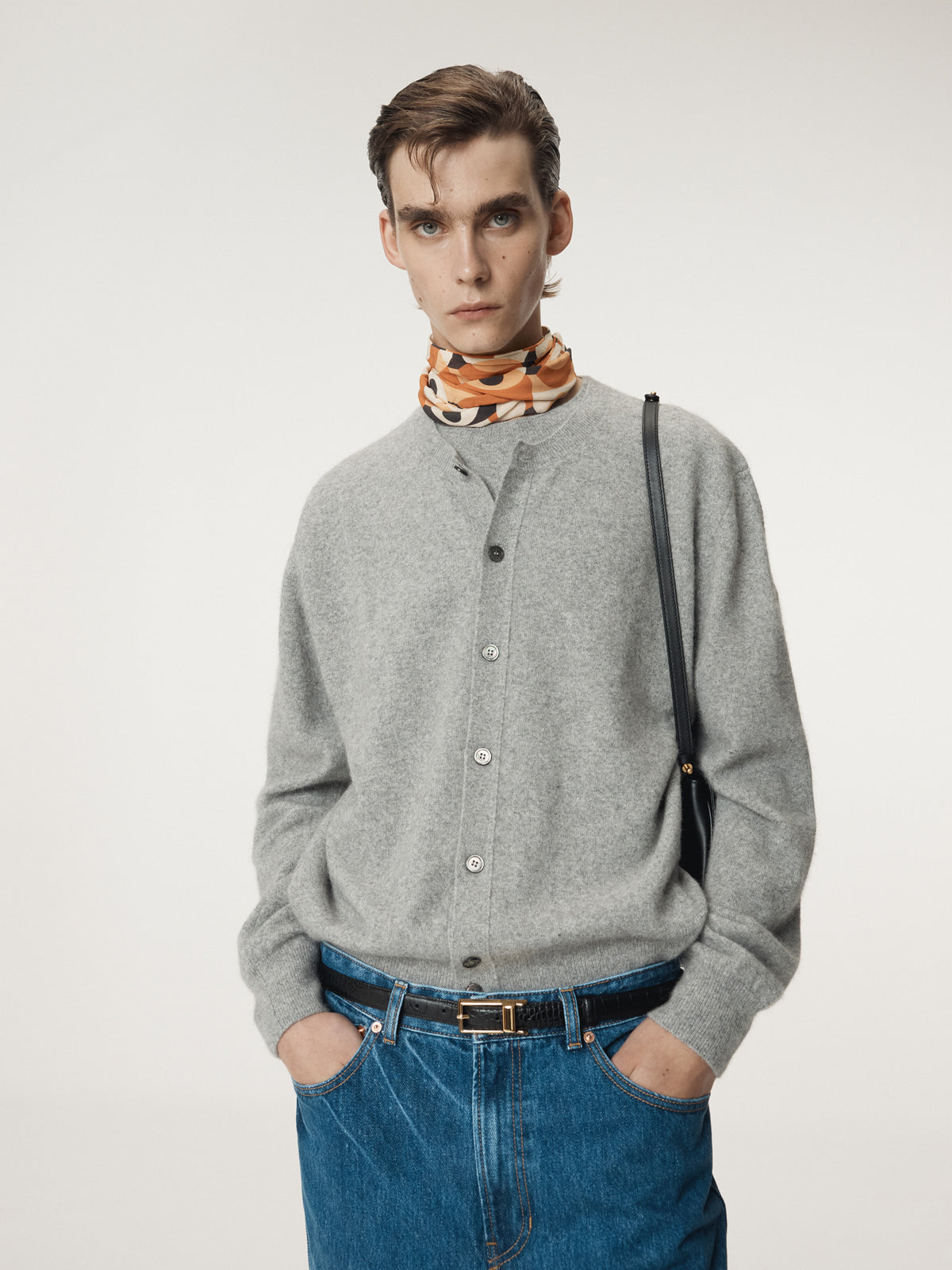 Recto - Crew Neck Layered Cardigan Knit Top (Melange Grey) product image 6 | TRAB K-Fashion Australia