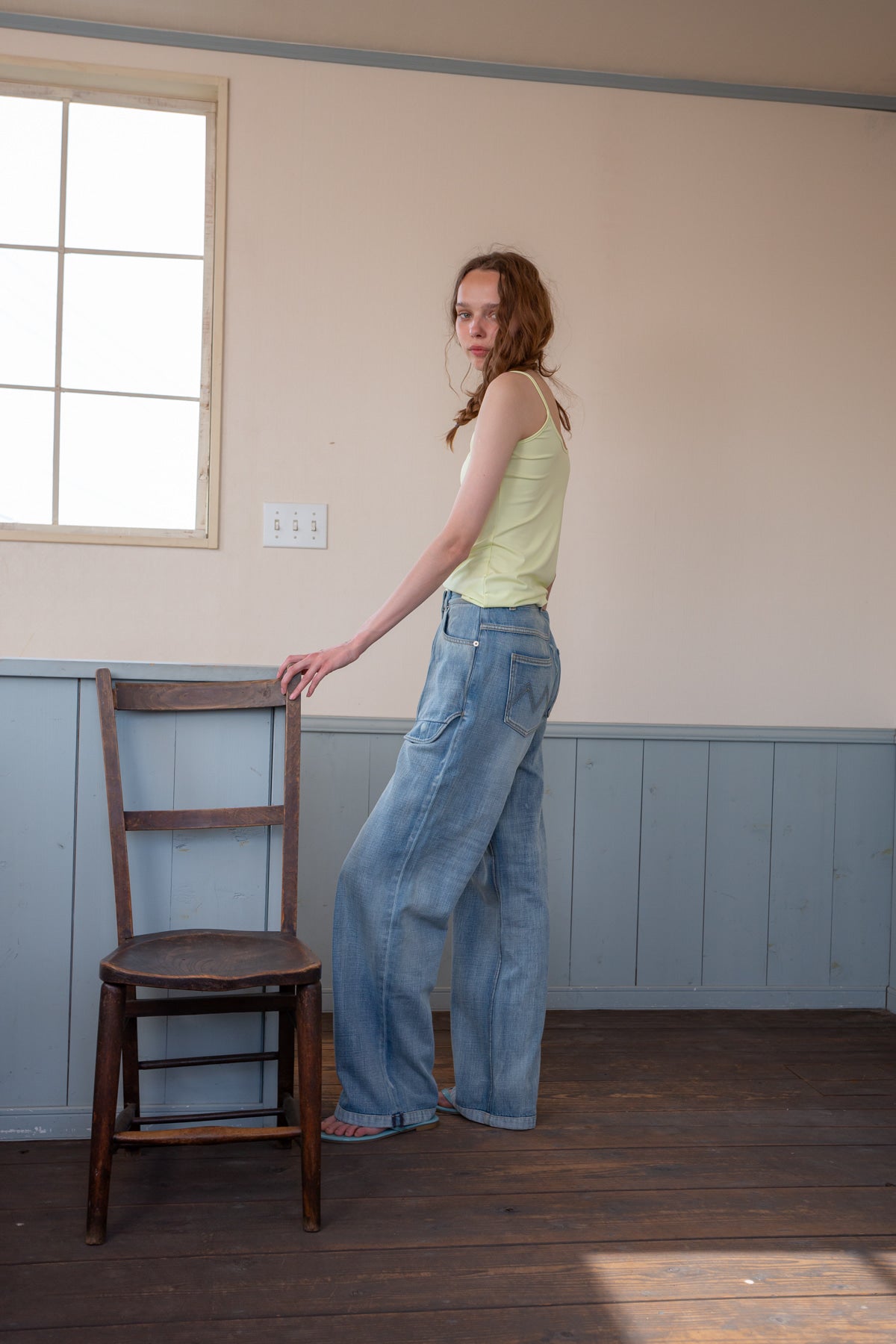 Matin Kim - Out Pocket Washed Denim Pants (Light Blue) product image 11 | TRAB K-Fashion Australia