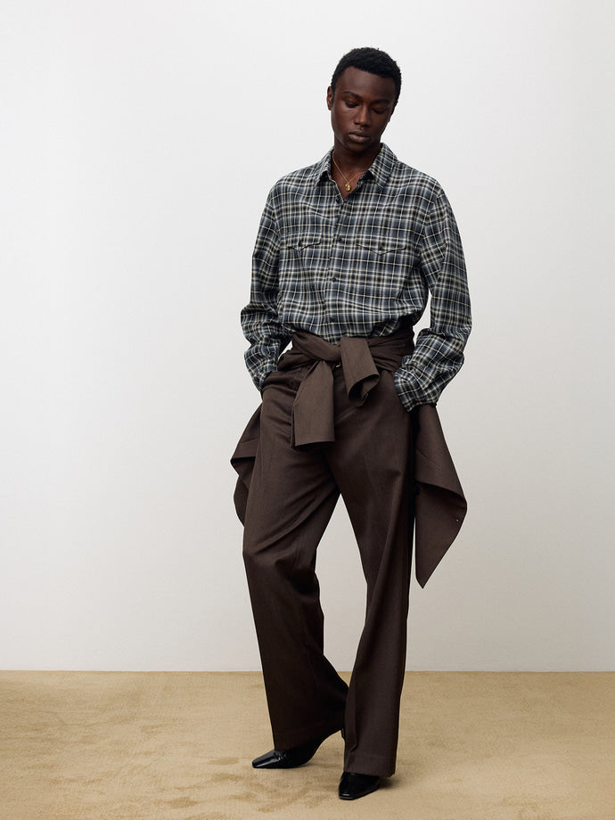 Tonywack - Checked Cotton Double Pocket Shirt (Blue) product image 1 | TRAB K-Fashion Australia