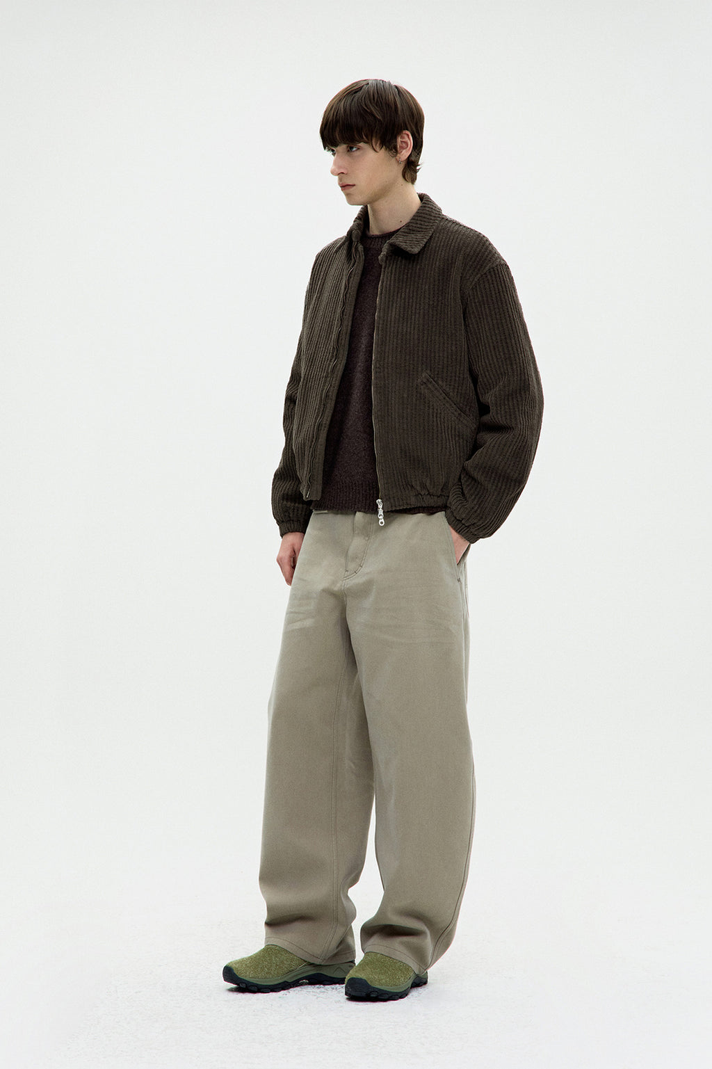 Coor - Corduroy Dyed Swingtop Quilted Bomber (Grayish Khaki) product image 3 | TRAB K-Fashion Australia