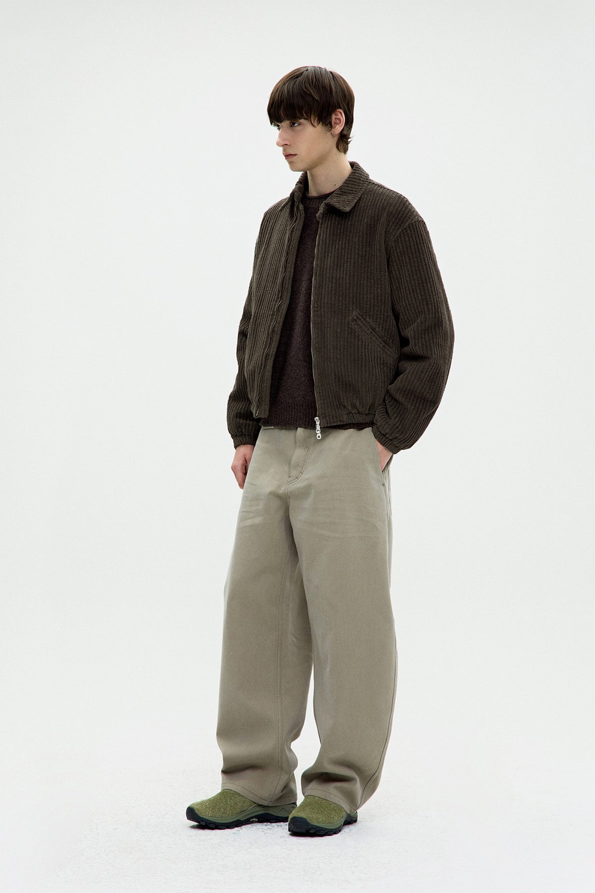 Coor - Corduroy Dyed Swingtop Quilted Bomber (Grayish Khaki) product image 3 | TRAB K-Fashion Australia