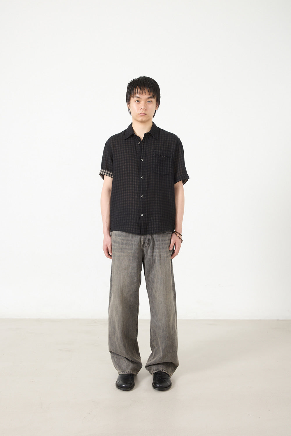 Hatchingroom - Shadow Check Shirt Gingham Check (Grey Beige) product image 8 | TRAB K-Fashion Australia
