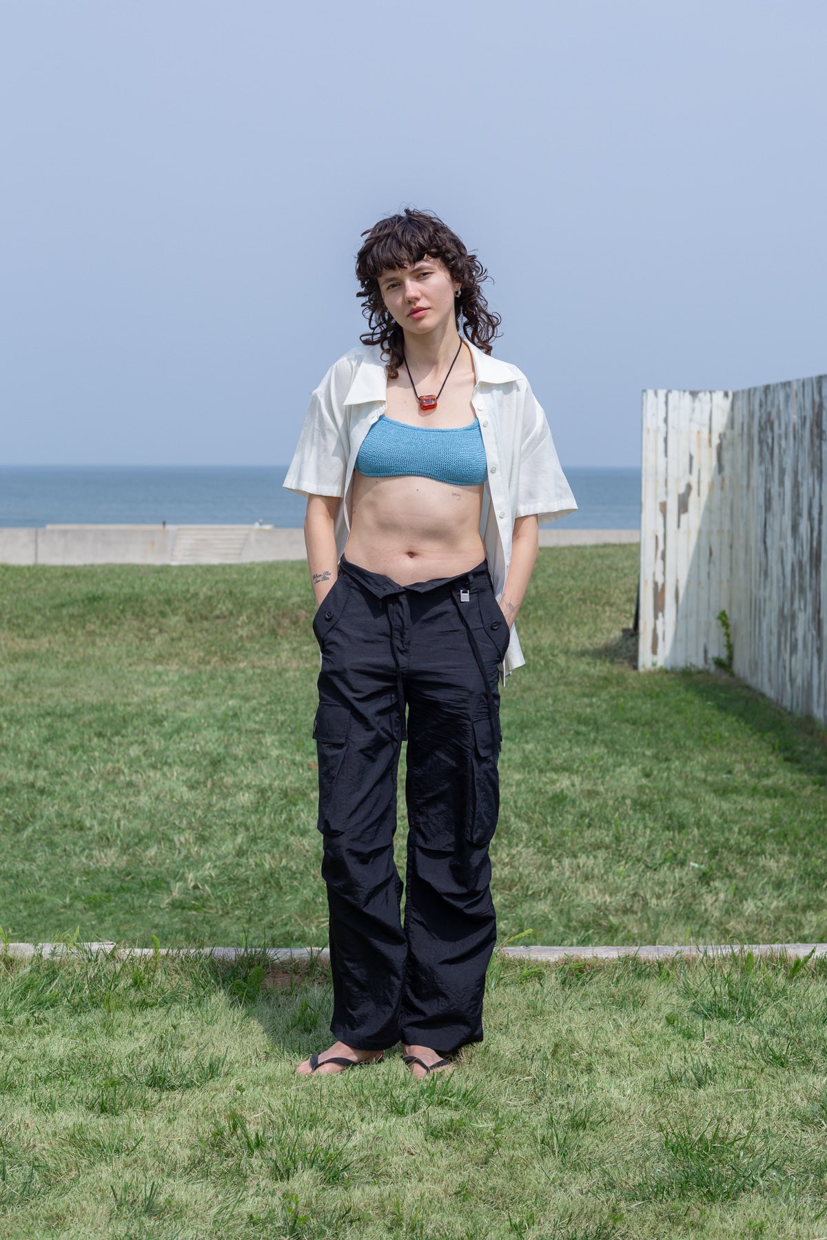 Matin Kim - Unbalance Collar Half Shirt (Ivory) product image 12 | TRAB K-Fashion Australia