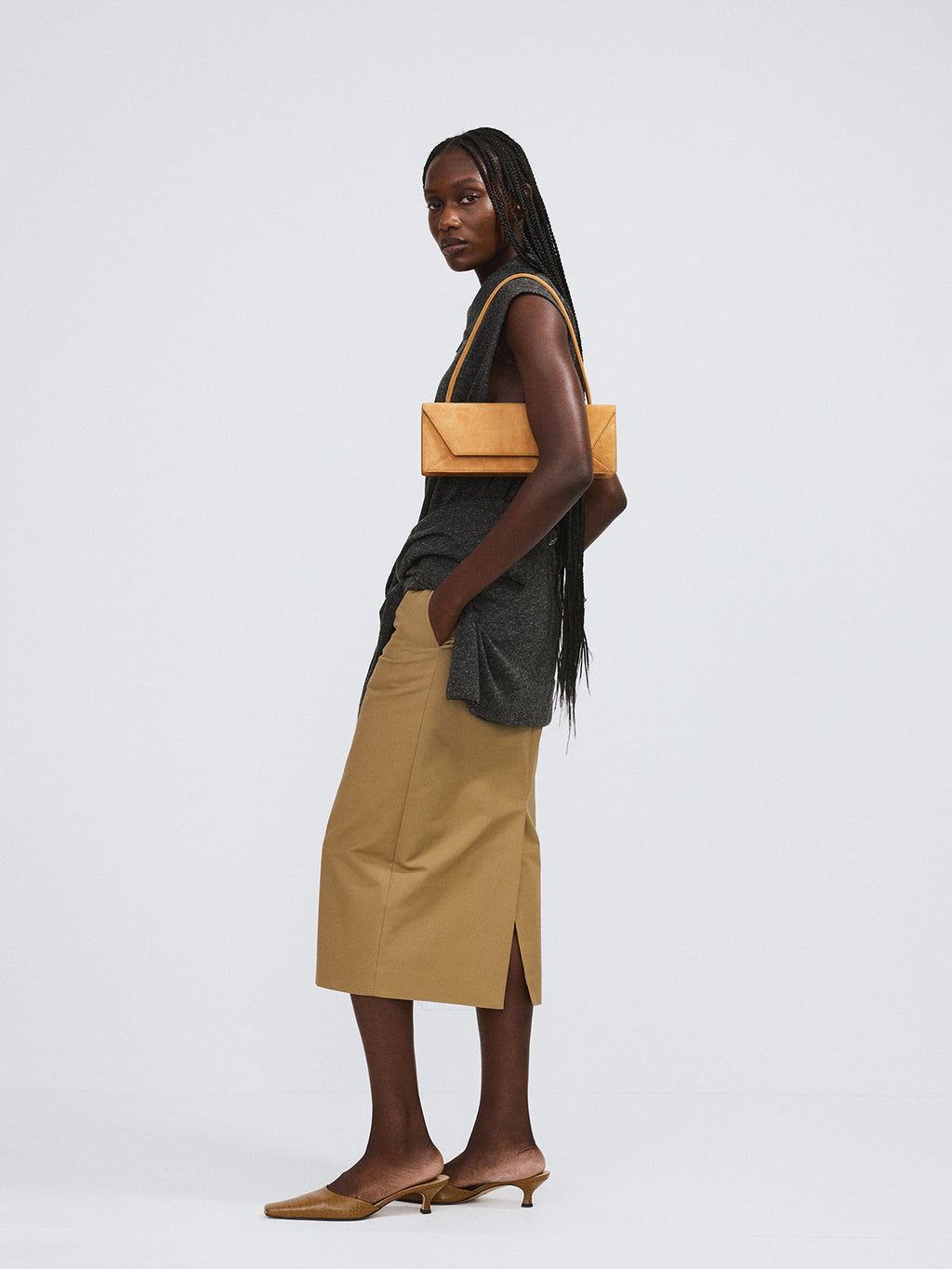 Recto - Heavy Cotton Pencil Skirt (Khaki Beige) product image 3 | TRAB K-Fashion Australia