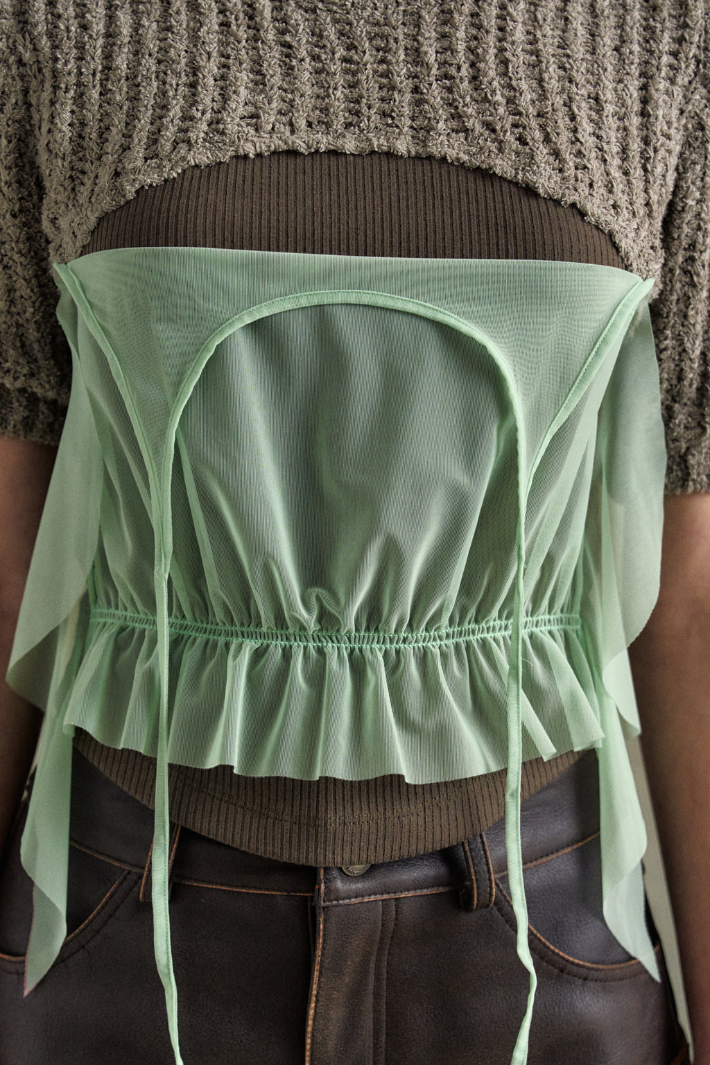 Andersson Bell - Cut-Out Combination Knit Top (Beige) product image 5 | TRAB K-Fashion Australia