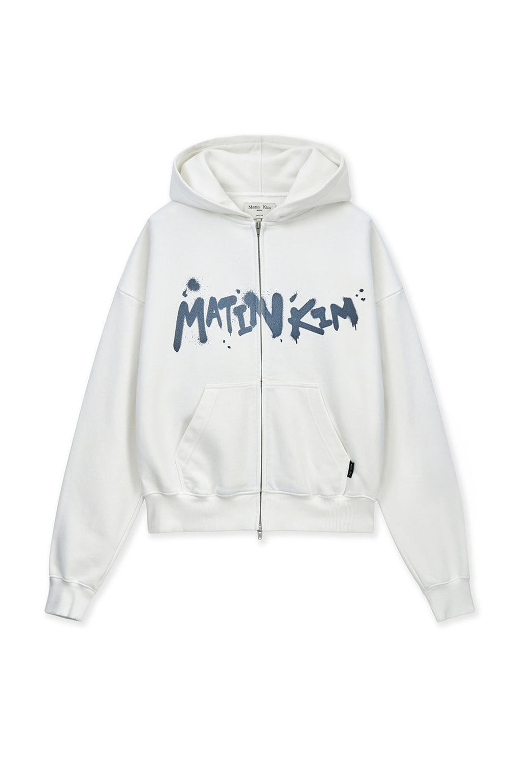 Matin Kim - Graffiti Logo Hoody Zip Up (White) product image 1 | TRAB K-Fashion Australia