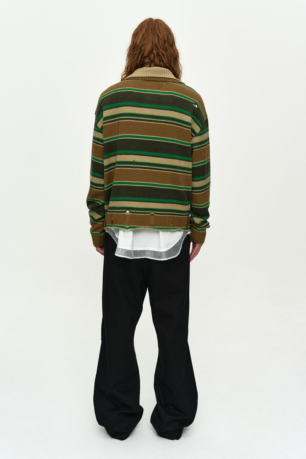 Andersson Bell - Double Layered Stripe Half Zip-Up Sweater (Beige/Brown) product image 2 | TRAB K-Fashion Australia