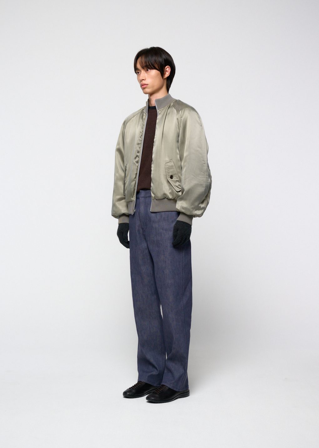 Amomento - Ribbed silky blouson (Khaki) product image 3 | TRAB K-Fashion Australia