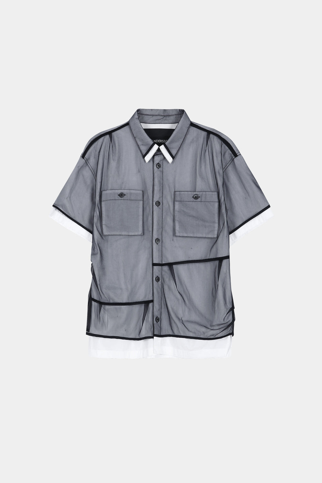 Andersson Bell - White Sheer Layered Shirt (White/Navy) product image 9 | TRAB K-Fashion Australia
