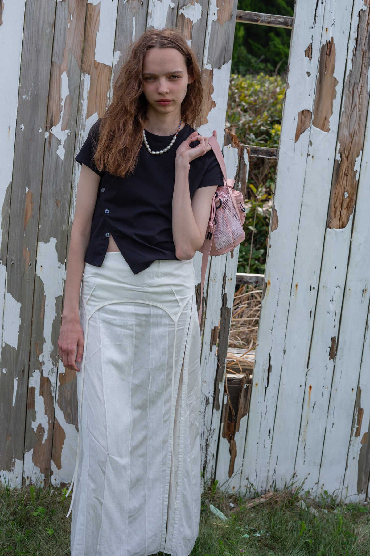 Matin Kim - Slit Button Point Crop Top (Black) product image 12 | TRAB K-Fashion Australia