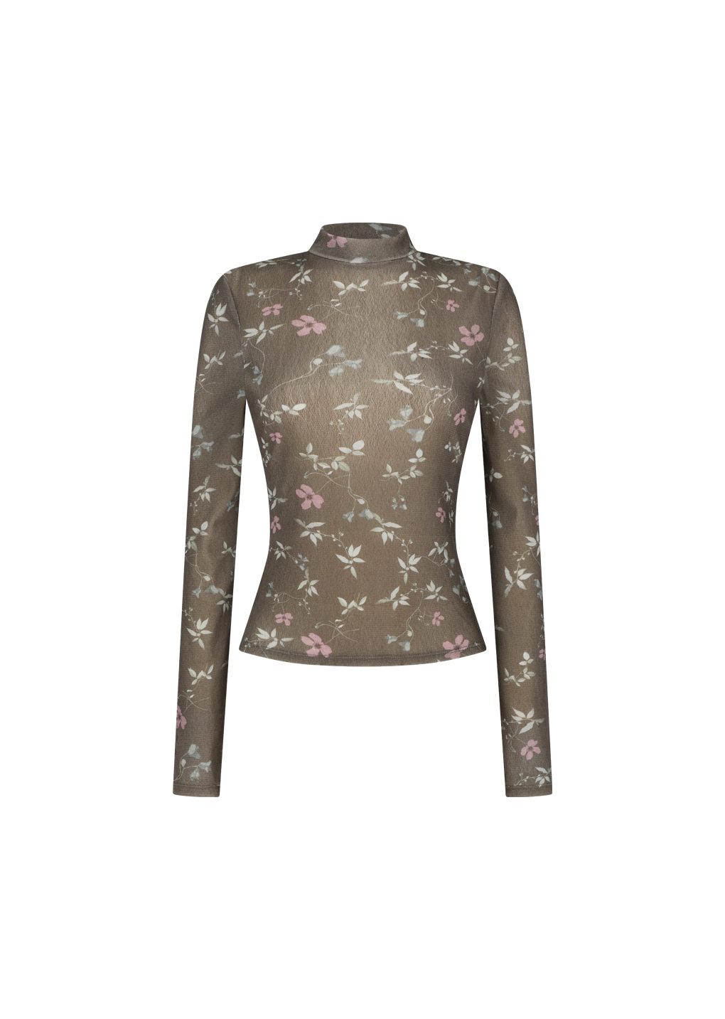 Amomento - Floral mock neck top (Brown) product image 2 | TRAB K-Fashion Australia
