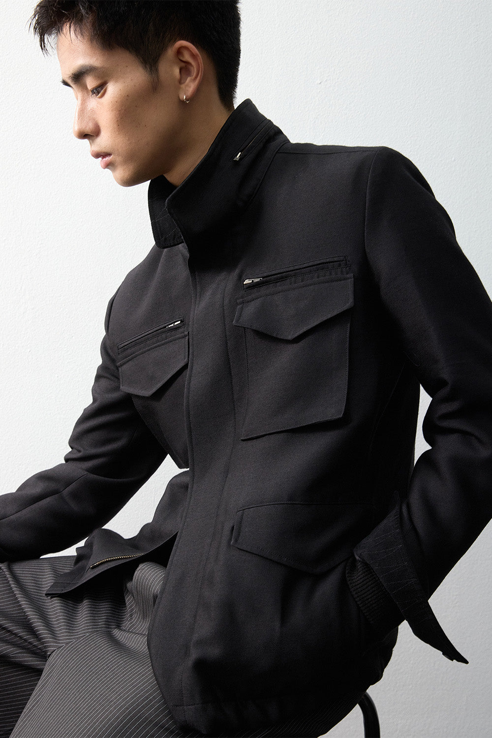 Hatchingroom - Silent M65 Jacket (Wool/Silk Black) product image 13 | TRAB K-Fashion Australia