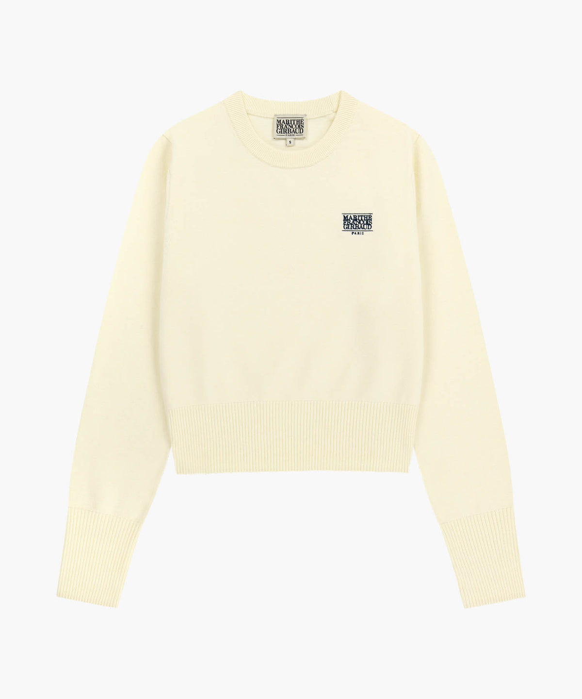 Marithe & Francois Girbaud - Small Classic Logo Crop Knit Pullover (Ivory) product image 5 | TRAB K-Fashion Australia