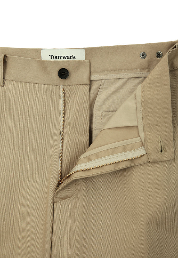 Tonywack - High-Twist Cotton No Tuck Wide Trousers (Beige) product image 8 | TRAB K-Fashion Australia
