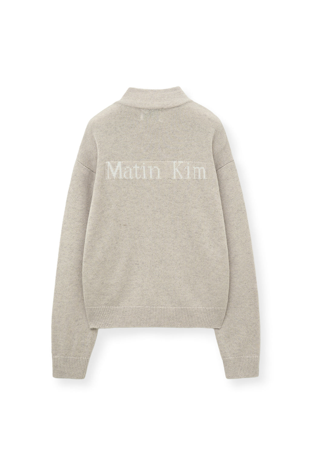 Matin Kim - Back Logo Half Knit Zip Up Pullover (Light Beige) product image 3 | TRAB K-Fashion Australia