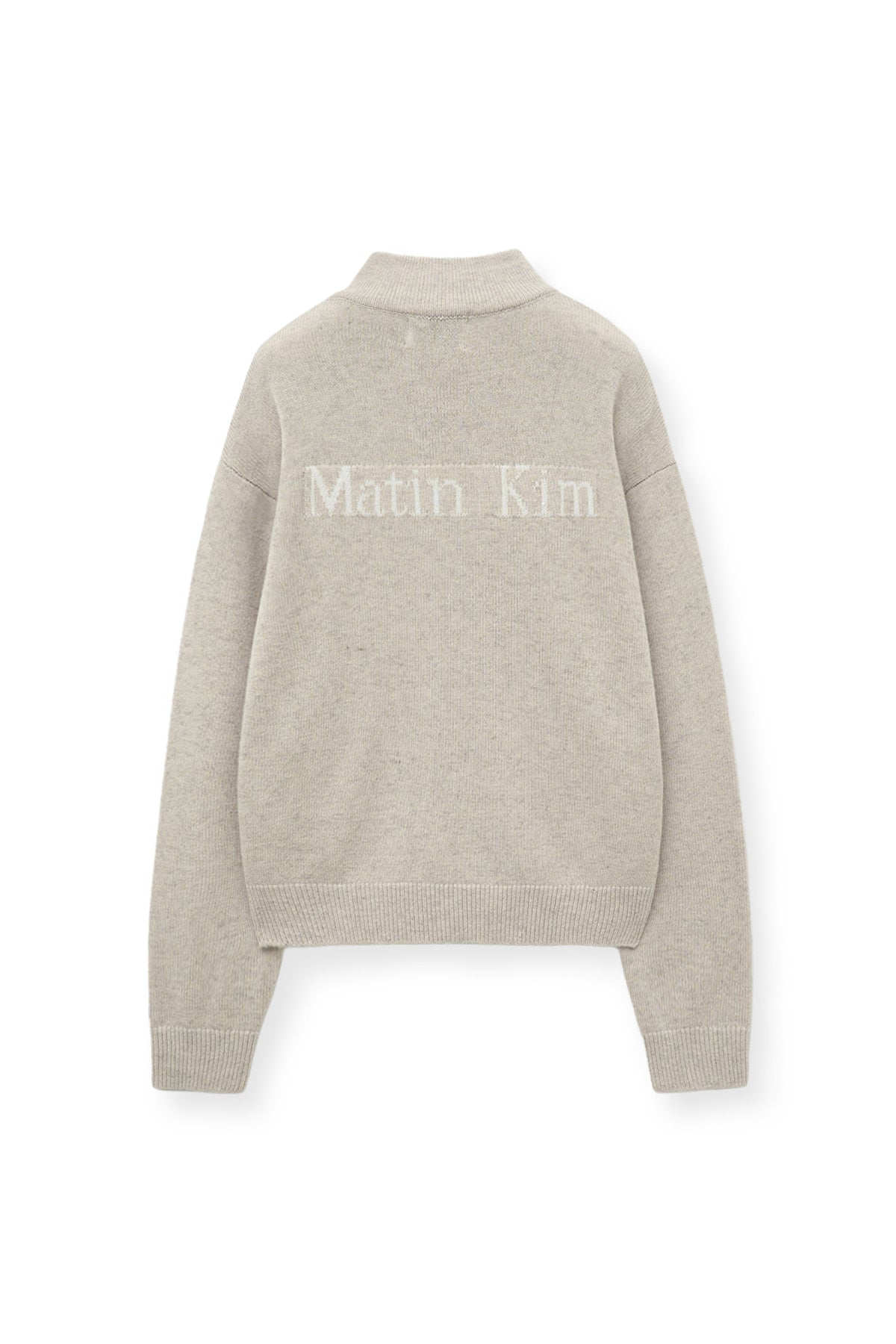 Matin Kim - Back Logo Half Knit Zip Up Pullover (Light Beige) product image 3 | TRAB K-Fashion Australia