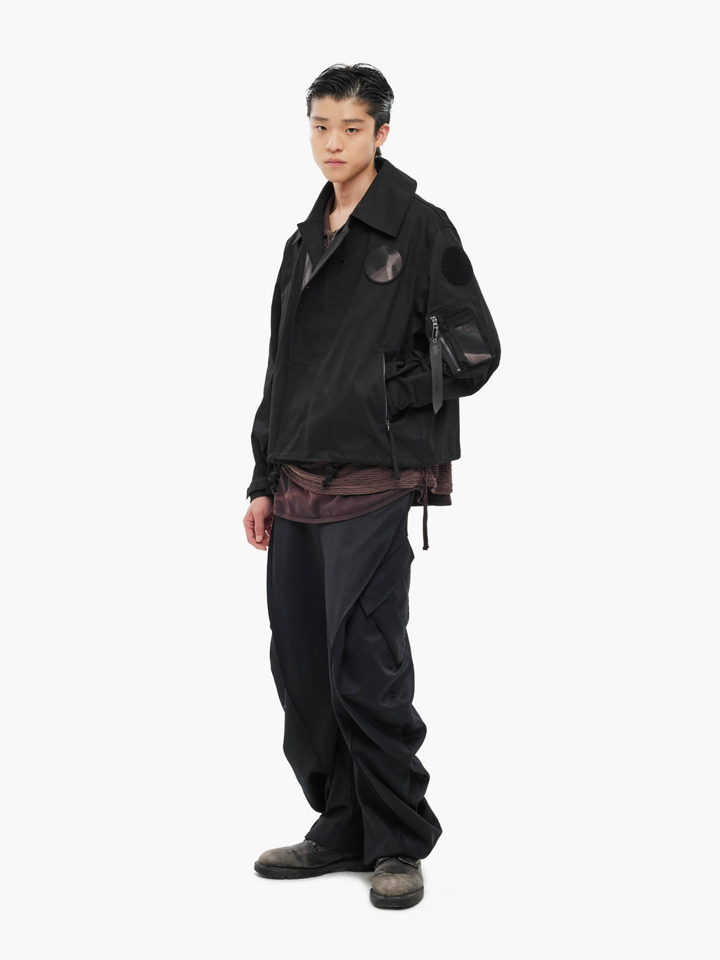 Jiyong Kim - Sun-Bleached Wide Collar Jacket (Black) product image 1 | TRAB K-Fashion Australia