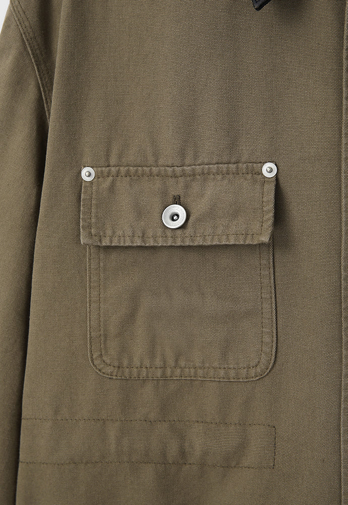 Tonywack - Leather Collar Garment-Washed Utility Jacket (Faded Olive) product image 15 | TRAB K-Fashion Australia