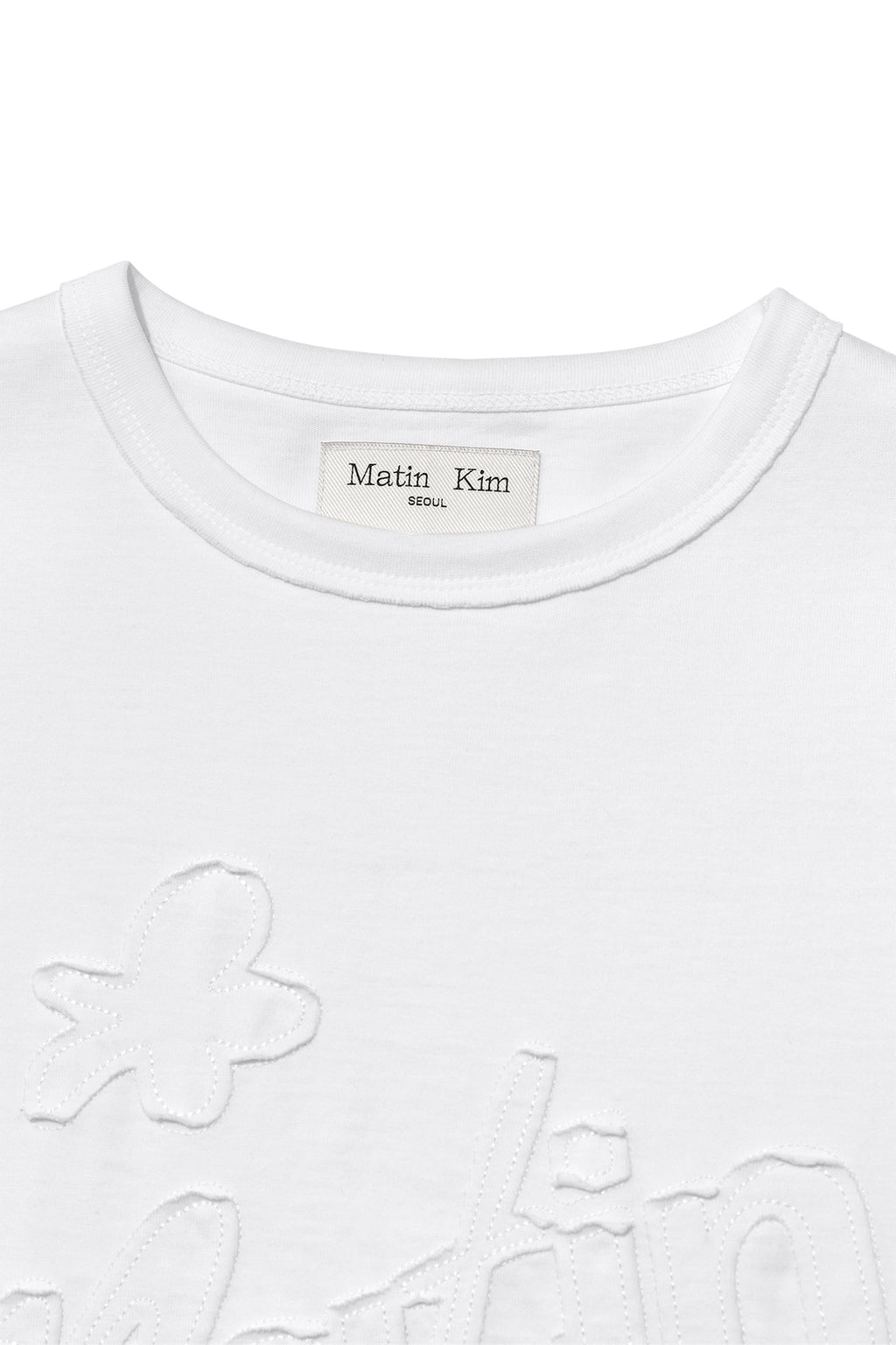 Matin Kim - Flower Applique Logo Top (White) product image 3 | TRAB K-Fashion Australia