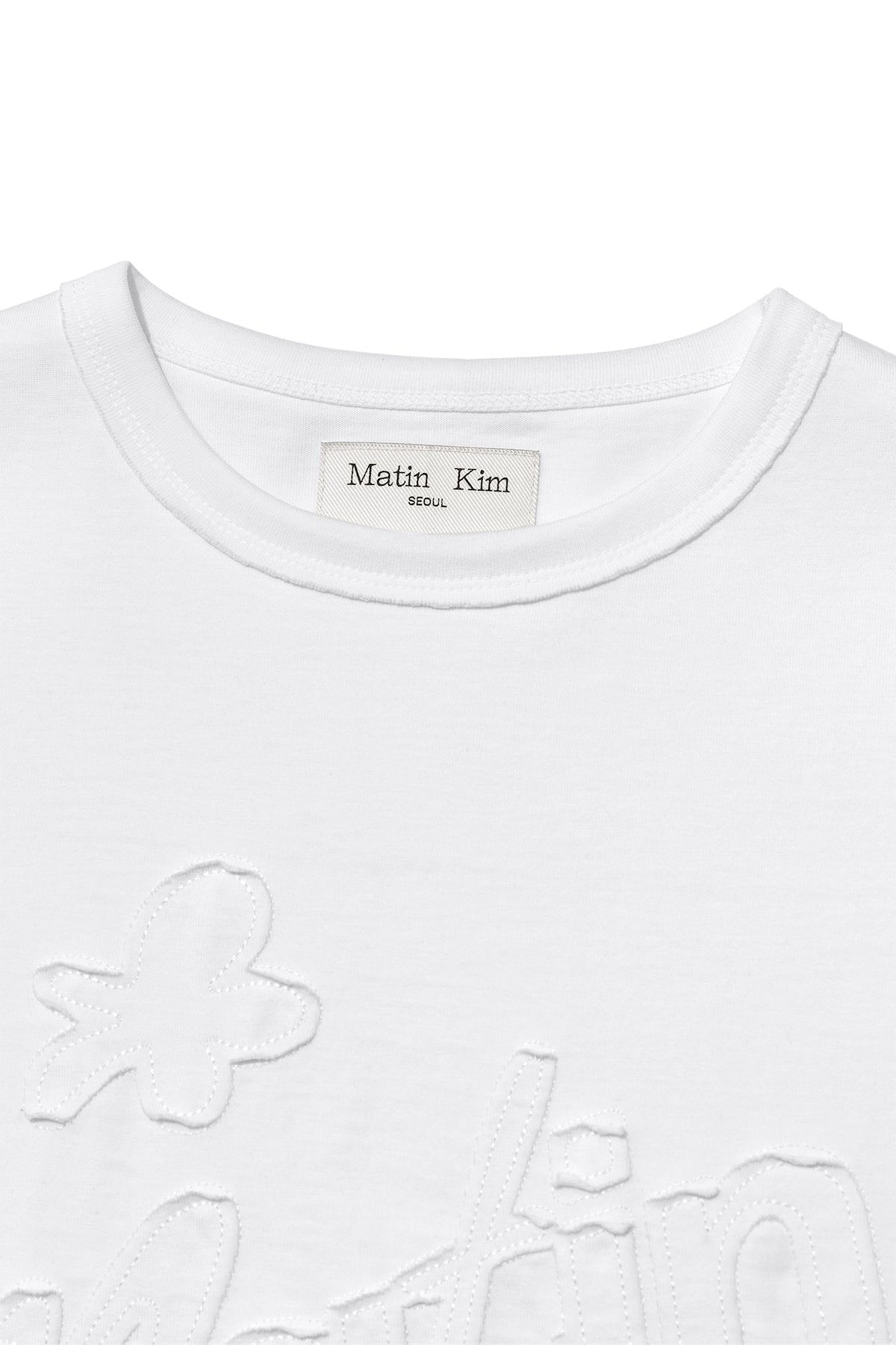 Matin Kim - Flower Applique Logo Top (White) product image 3 | TRAB K-Fashion Australia