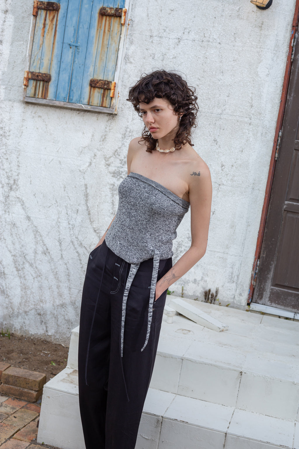 Matin Kim - Button Point String Wide Pants (Black) product image 12 | TRAB K-Fashion Australia