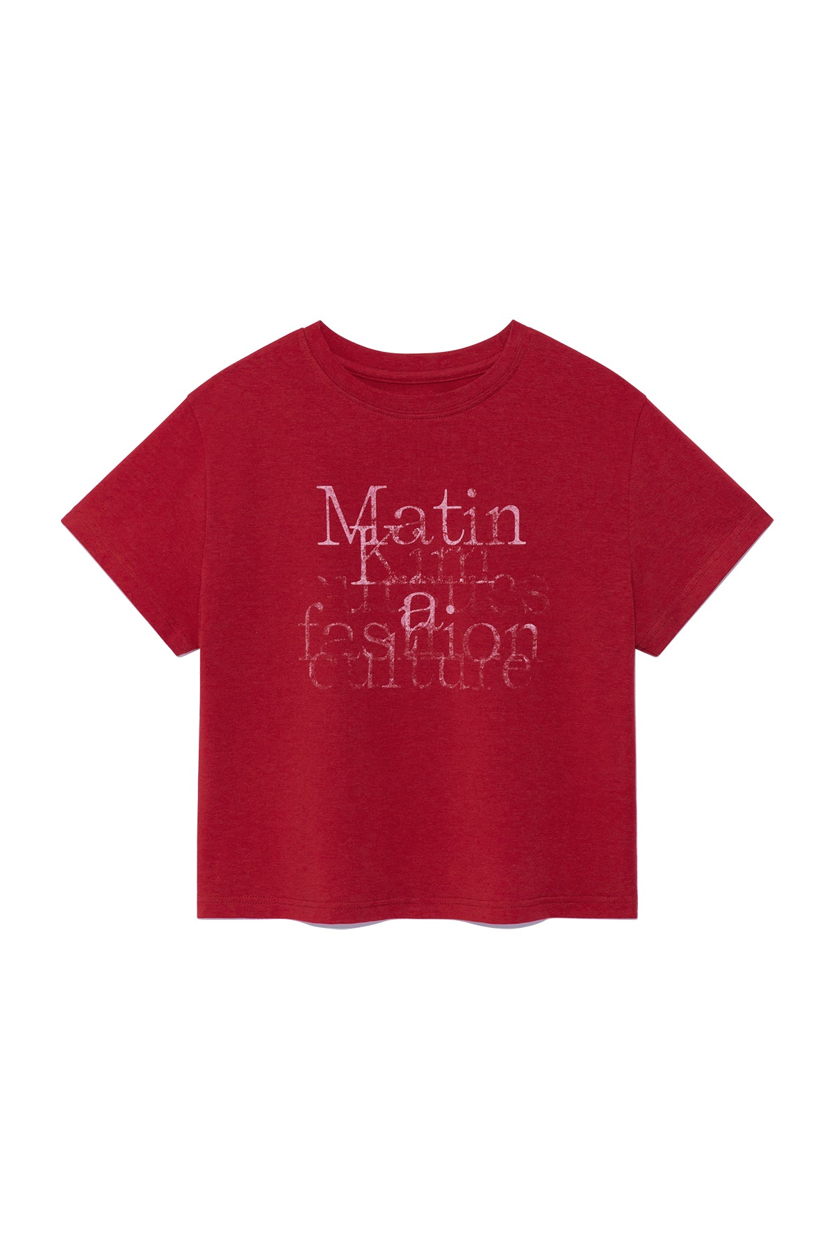 Matin Kim - Dusty Typo Graphic Crop Top (Red) product image 1 | TRAB K-Fashion Australia
