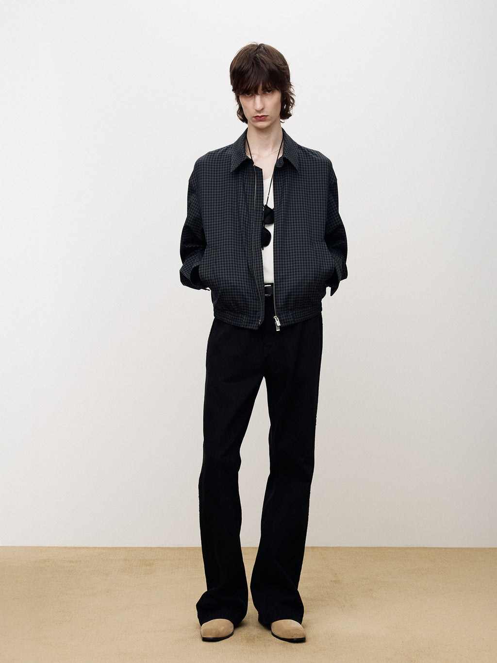 Tonywack - Checked Wool French Blouson (Navy) product image 2 | TRAB K-Fashion Australia