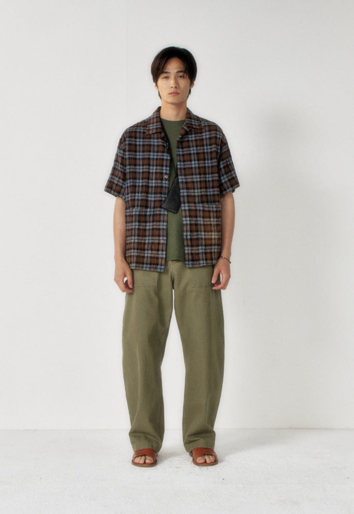 Art if acts - Check Two Pocket Half Shirt (Blue/Brown) product image 1 | TRAB K-Fashion Australia