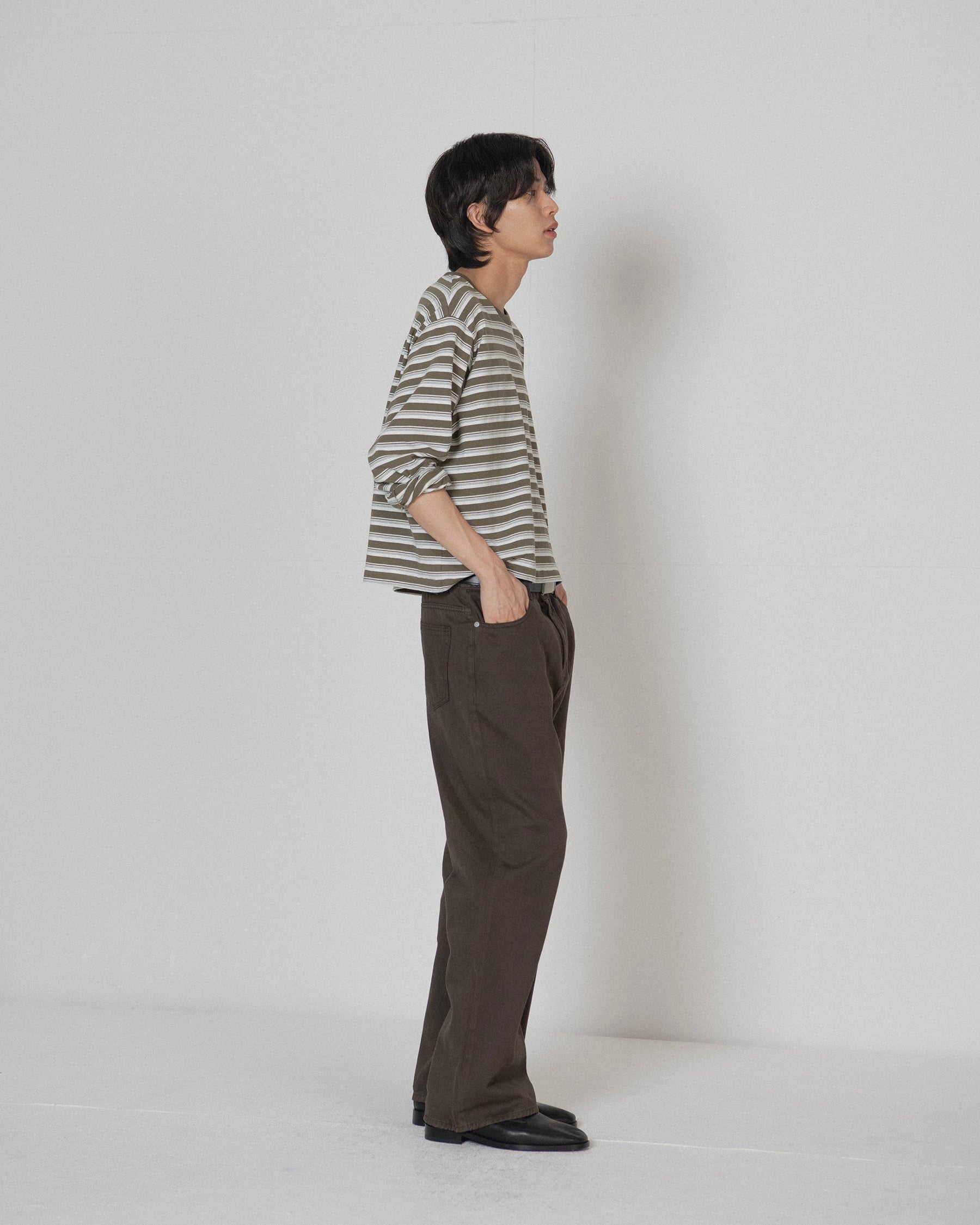 Brownyard - Waist Cut Long Sleeve (Olive Stripe) product image 2 | TRAB K-Fashion Australia