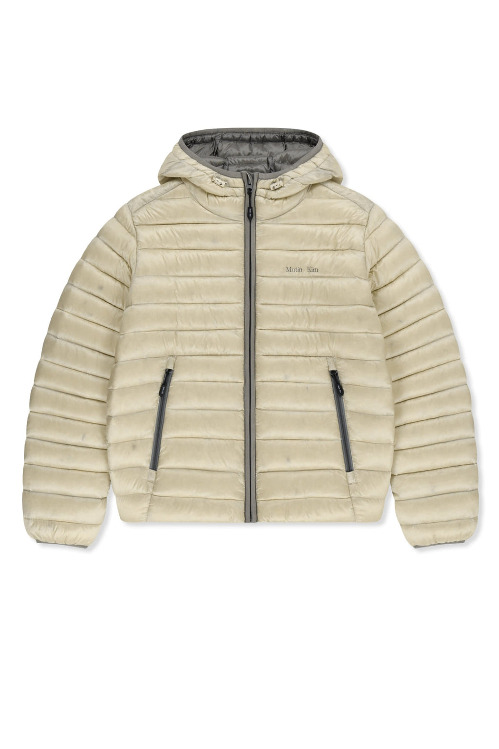 Matin Kim - Contrast Trim Light Down Hoody Jumper (Light Beige) product image 2 | TRAB K-Fashion Australia