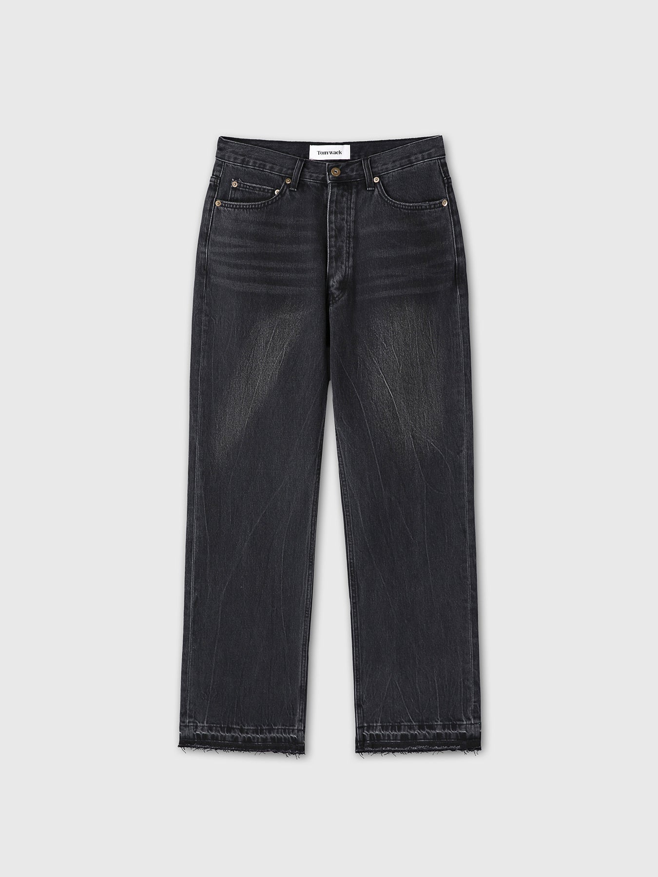 Tonywack - Frayed Hem Loose Straight Denim Jeans (Washed Black) product image 9 | TRAB K-Fashion Australia