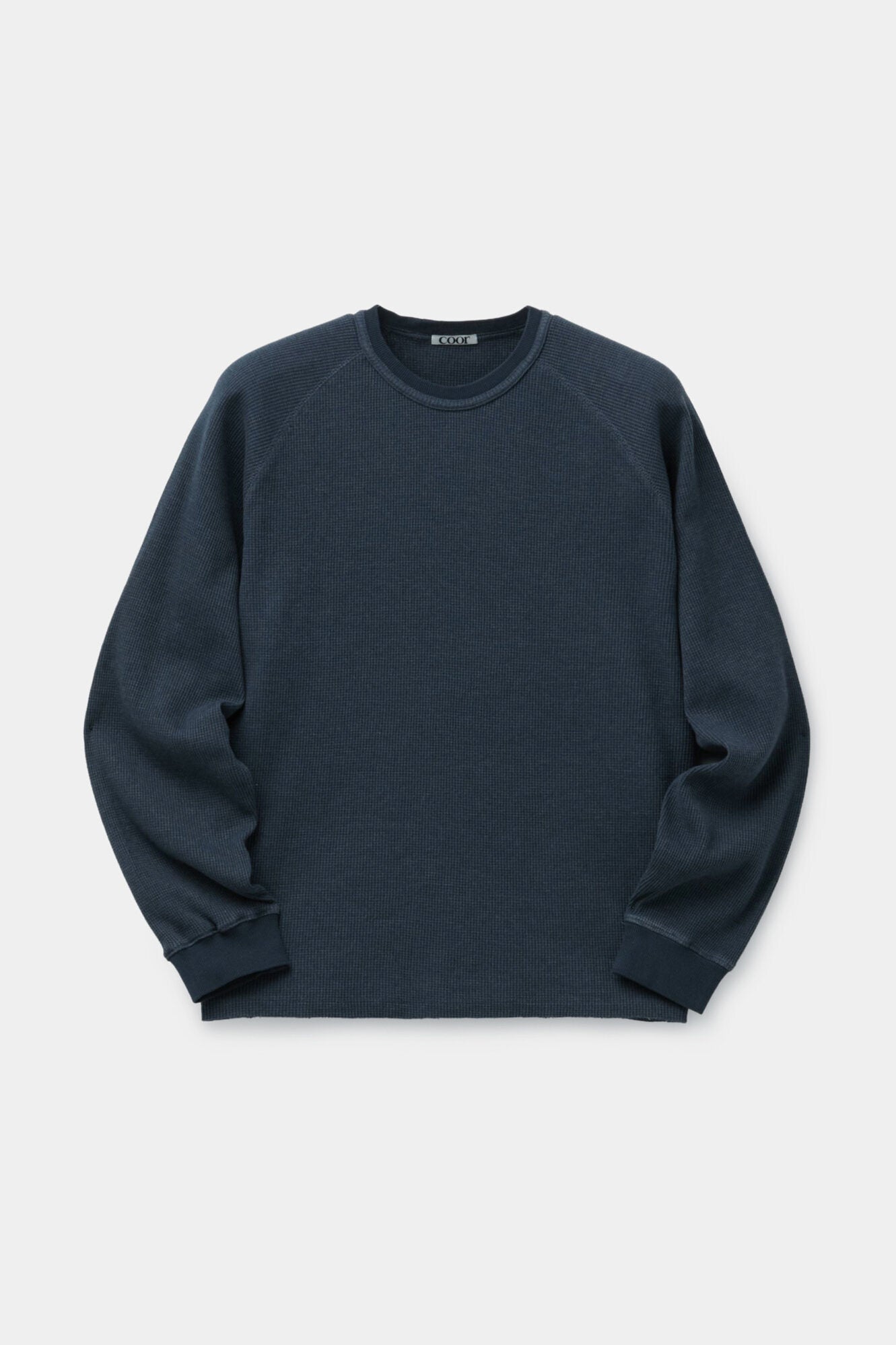 Coor - Garment Dying Waffle Raglan Long Sleeve T-Shirt (Deep Navy) product image 1 | TRAB K-Fashion Australia