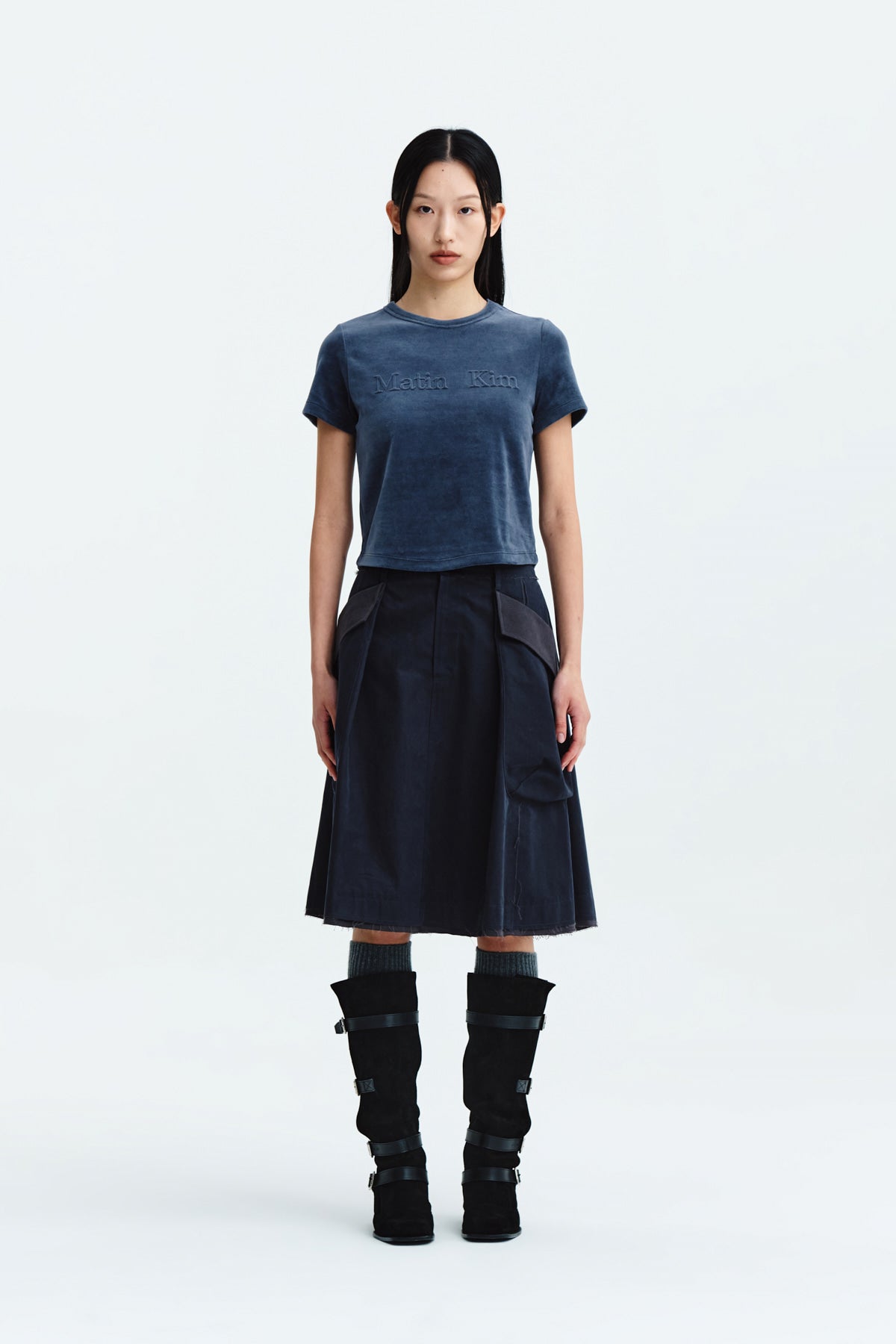 Matin Kim - Big Pocket Cargo Midi Skirt (Charcoal) product image 8 | TRAB K-Fashion Australia