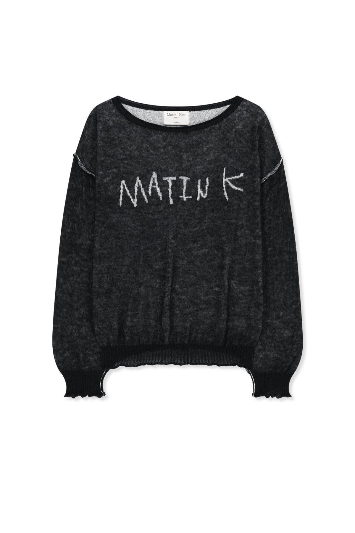 Matin Kim - Matin Dual Tone Knit Pullover (Black) product image 1 | TRAB K-Fashion Australia